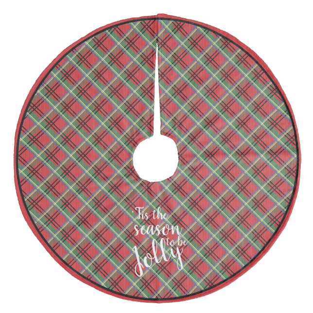 Jupon De Sapin En Molleton Rouge et vert Tartan Noël Plaid (Devant)