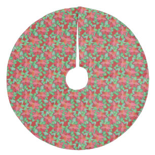 Jupon De Sapin En Molleton Rouge Poinsettias Fleurs de Noël Motif Pretty