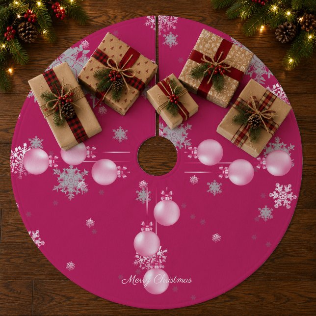 Jupon De Sapin En Molleton Tapis de Noël Rose pour l'Arbre (Pink Christmas Ornaments Tree Skirt)