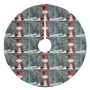 Jupon De Sapin En Molleton Tapis de sapin de Noël/Bonhomme de neige