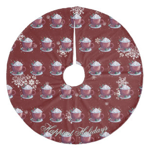Jupon De Sapin En Molleton Tasse de chocolat chaud de Noël Rouge