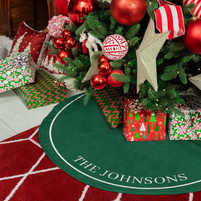 Jupon De Sapin En Molleton Vert Chasseur Personnalisé (Personalized Hunter Green Fleece Tree Skirt)