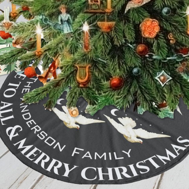 Jupon De Sapin En Molleton White Dove Stars Crescent Lune Noël (Créateur téléchargé)