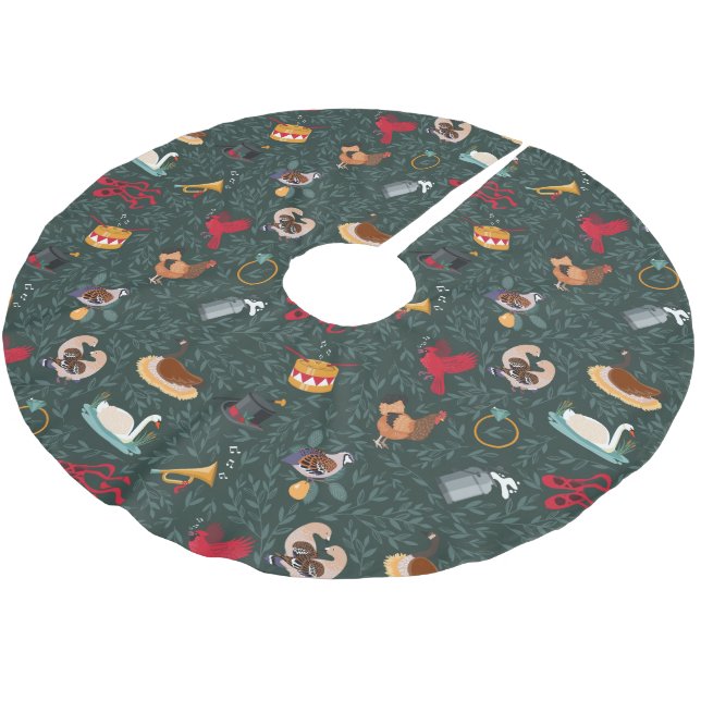 Jupon De Sapin En Polyester Brossé 12 Jours de Noël Papier d'enveloppement de Noël (Angle)