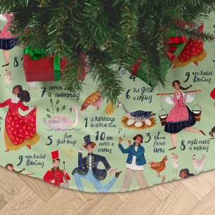 Jupon De Sapin En Polyester Brossé 12 Jours de Noël vert
