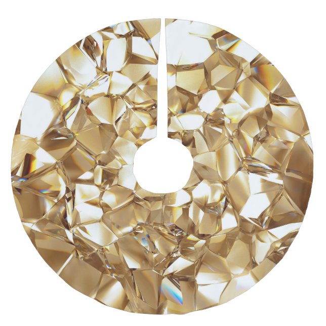 Jupon De Sapin En Polyester Brossé 3D abstraite texture or cristal. (Devant)