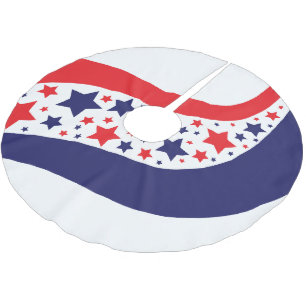 Jupon De Sapin En Polyester Brossé Abstrait Patriotique Ondulé