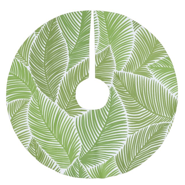 Jupon De Sapin En Polyester Brossé Abstrait vert fleuri, arrière - plan sans soudure. (Devant)