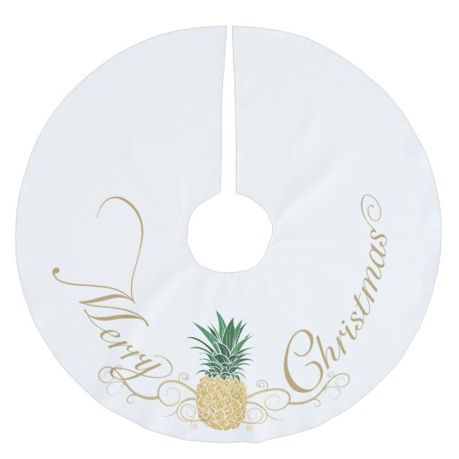 Jupon De Sapin En Polyester Brossé Accueil ananas Noël (Devant)