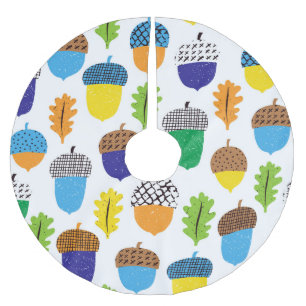Jupon De Sapin En Polyester Brossé Acorn Automne : Motif Vintage.