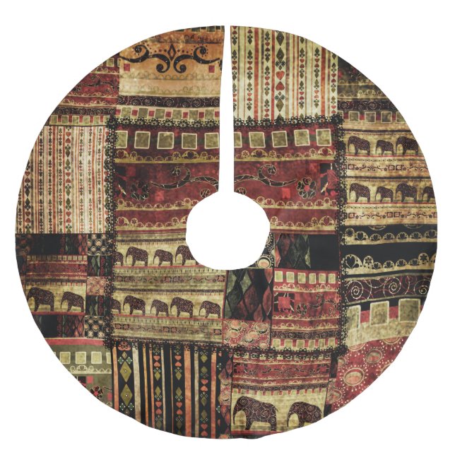 Jupon De Sapin En Polyester Brossé African Patchwork : Grunge Print Arrière - plan (Devant)