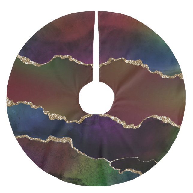 Jupon De Sapin En Polyester Brossé Agate foncé intense | Moody Rainbow Jewel Tone (Devant)