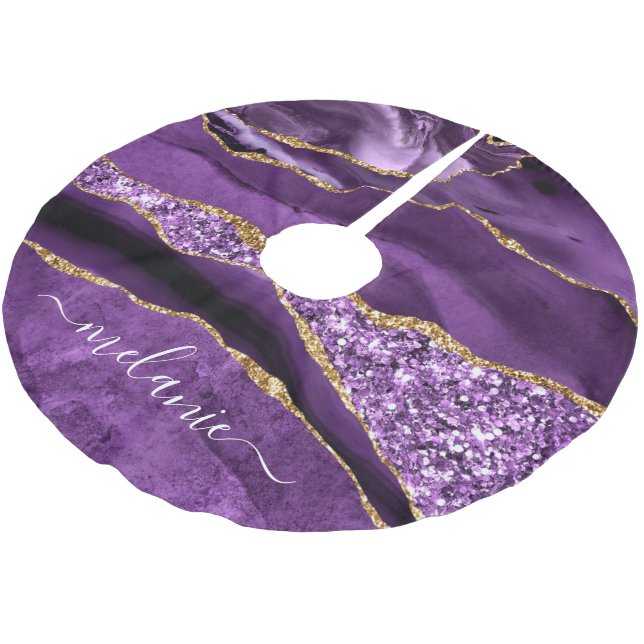 Jupon De Sapin En Polyester Brossé Agate Violet violet or Parties scintillant Nom arb (Angle)