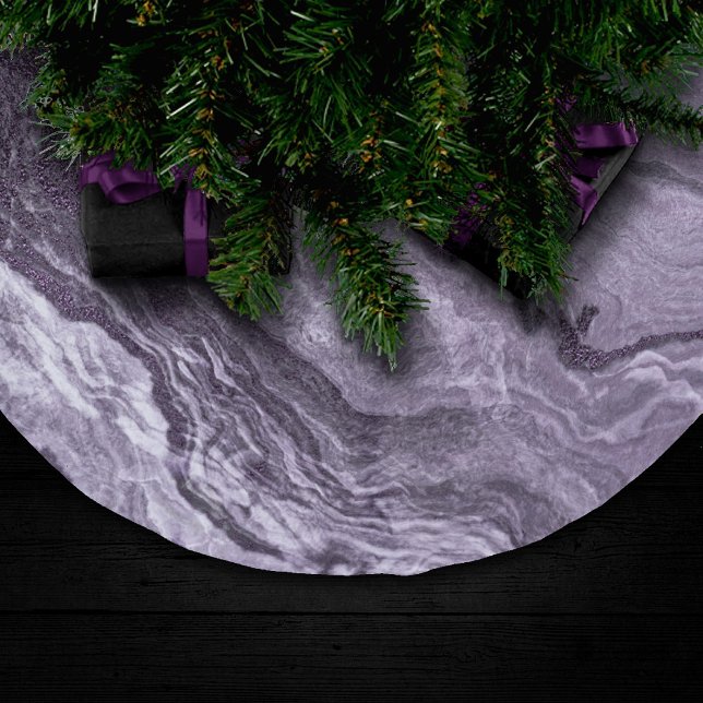 Jupon De Sapin En Polyester Brossé Agate violette cristallisée | Moody Marbled Stone (Créateur téléchargé)