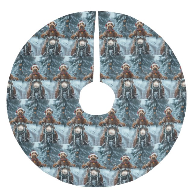 Jupon De Sapin En Polyester Brossé Airedale Chien équitation Moto Noël (Devant)