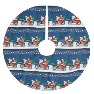 Jupon De Sapin En Polyester Brossé Airedale Terrier Chien Noël Père Noël