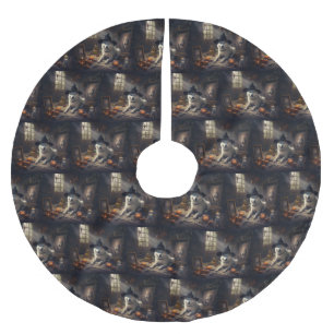 Jupon De Sapin En Polyester Brossé Akita Citrouilles Halloween effroi