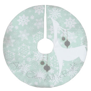 Jupon De Sapin En Polyester Brossé All is Calm All is Bright Deer Holiday Tree Skirt