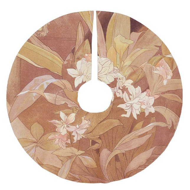 Jupon De Sapin En Polyester Brossé Alphonse Mucha Art Nouveau Détail floral (Devant)