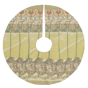 Jupon De Sapin En Polyester Brossé Alphonse Mucha Papier Peint Floral Art Nouveau Coq