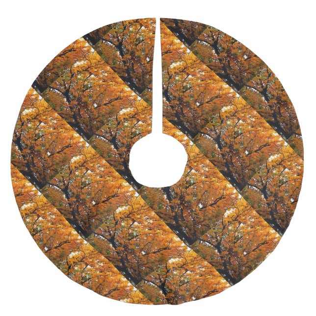 Jupon De Sapin En Polyester Brossé Ambre Feuilles de l'automne (Devant)