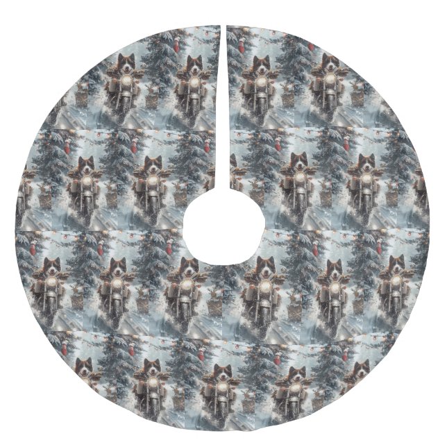 Jupon De Sapin En Polyester Brossé American Akita Dog équitation moto Noël (Devant)