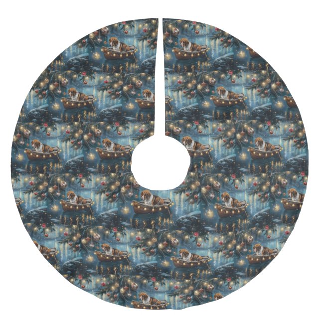 Jupon De Sapin En Polyester Brossé American English Foxhound Christmas Festive Voyage (Devant)