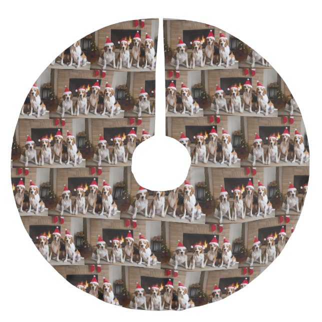 Jupon De Sapin En Polyester Brossé American English Foxhound Freplace Noël (Devant)