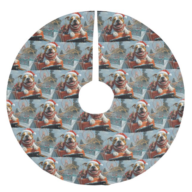 Jupon De Sapin En Polyester Brossé American Staffordshire Chien Noël (Devant)