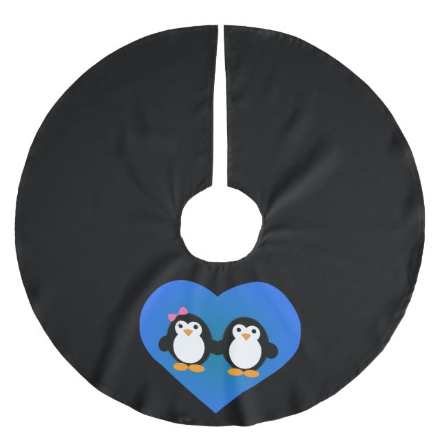 Jupon De Sapin En Polyester Brossé Amour des pingouins (Devant)