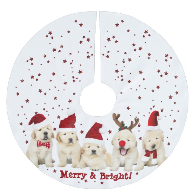 Jupon De Sapin En Polyester Brossé Amoureux des chiens, Mignonnes fournitures, Labora (Devant)