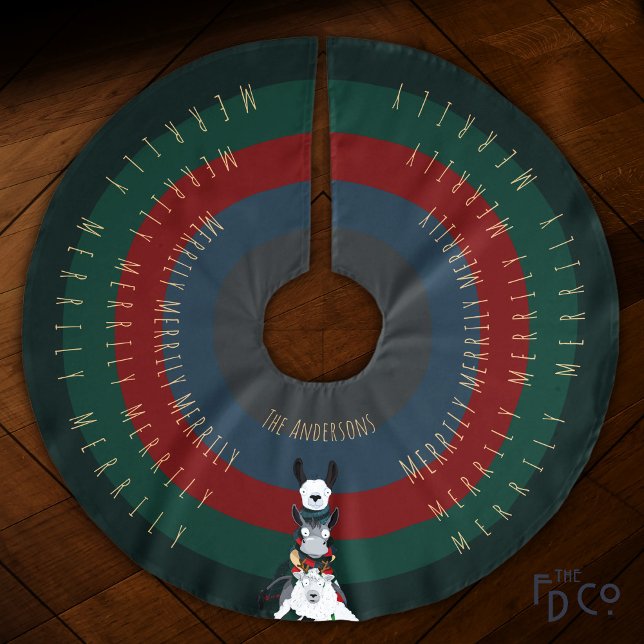 Jupon De Sapin En Polyester Brossé Amusants âne Llama Sheep + Tout autour de Vacances (Créateur téléchargé)