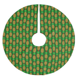 Jupon De Sapin En Polyester Brossé Ananas de Noël Tropical Noël chaud Noël Gre