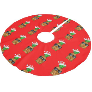 Jupon De Sapin En Polyester Brossé Ananas du Père Noël