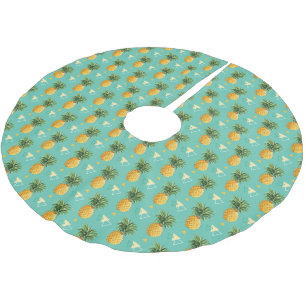 Jupon De Sapin En Polyester Brossé Ananas lumineux sur le motif géométrique