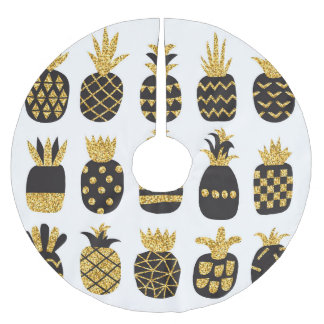 Jupon De Sapin En Polyester Brossé Ananas noirs : Ensemble texturé unique