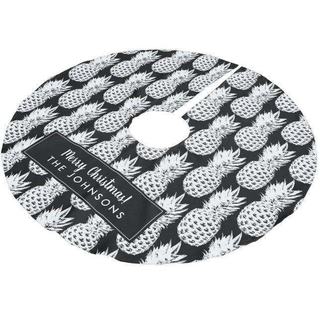 Jupon De Sapin En Polyester Brossé Ananas personnalisé motif Noël (Angle)