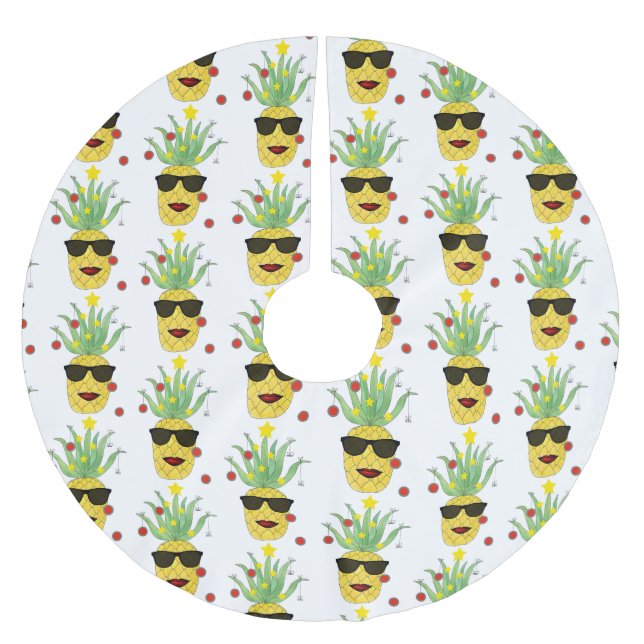 Jupon De Sapin En Polyester Brossé Ananas tropicaux amusants (Devant)