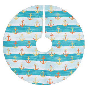 Jupon De Sapin En Polyester Brossé Ancrages Abstraits : motif à bande aquarelle.