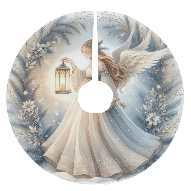 Jupon De Sapin En Polyester Brossé Ange céleste d'hiver Lanterne de paix (Devant)