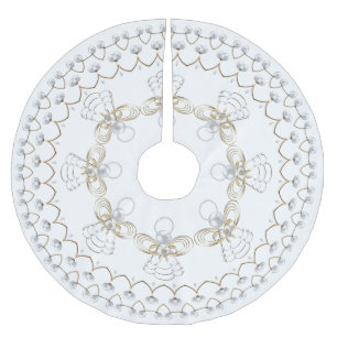 Jupon De Sapin En Polyester Brossé Ange de Noël de perle de coutume de cercle de joie