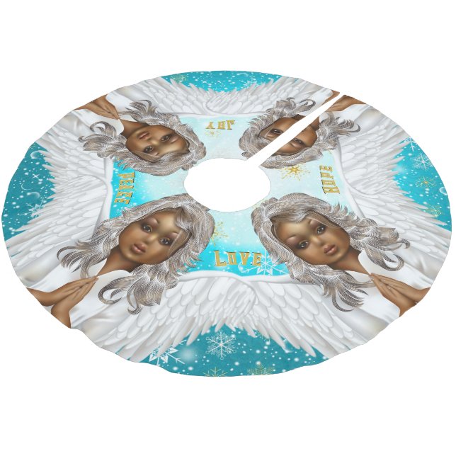Jupon De Sapin En Polyester Brossé Ange priant afro-américain (Angle)