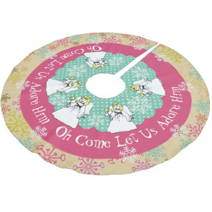 Jupon De Sapin En Polyester Brossé Angels Snowflakes Adorons-Le Jupe Arbre