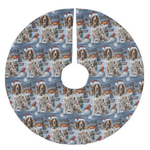 Jupon De Sapin En Polyester Brossé Anglais Setter Winter Wonderland Christmas Joy