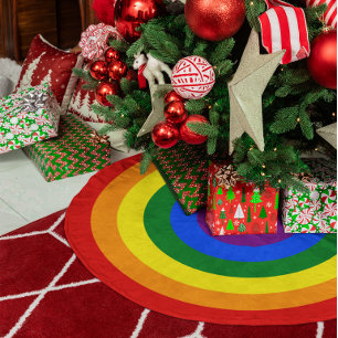 Jupon De Sapin En Polyester Brossé Anneaux arc-en-ciel