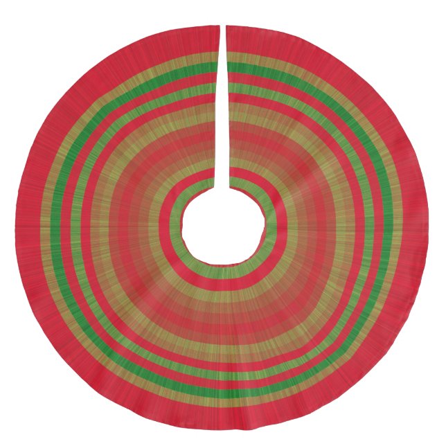Jupon De Sapin En Polyester Brossé Anneaux rouges verts or (Devant)