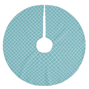 Jupon De Sapin En Polyester Brossé Aqua Blue Quatrefoil blanc