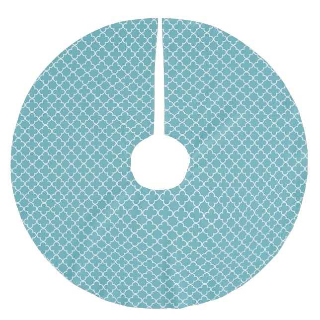 Jupon De Sapin En Polyester Brossé Aqua Blue Quatrefoil blanc (Devant)