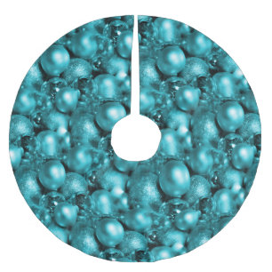 Jupon De Sapin En Polyester Brossé Aqua Christmas Baubles