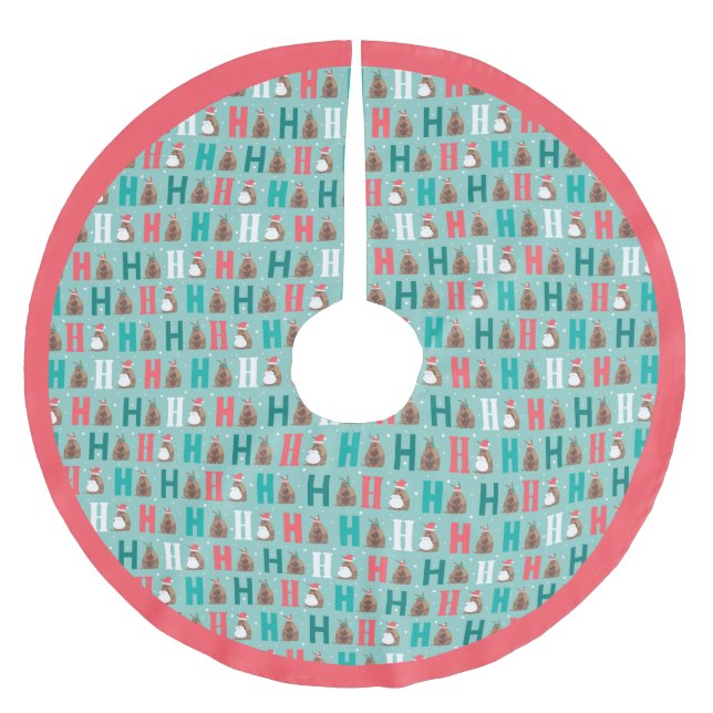 Jupon De Sapin En Polyester Brossé Aqua Ho Ho Ho Armadillo (Devant)